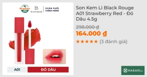 Son Kem Lì Black Rouge A01 Strawberry Red - Đỏ Dâu 4.5g