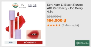 Son Kem Lì Black Rouge A10 Red Berry - Đỏ Berry 4.5g