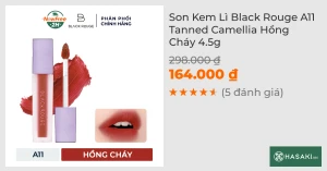 Son Kem Lì Black Rouge A11 Tanned Camellia Hồng Cháy 4.5g