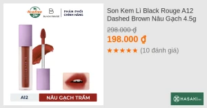 Son Kem Lì Black Rouge A12 Dashed Brown Nâu Gạch 4.5g