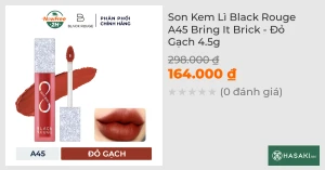 Son Kem Lì Black Rouge A45 Bring It Brick - Đỏ Gạch 4.5g