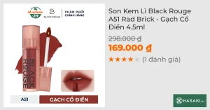 Son Kem Lì Black Rouge A51 Rad Brick - Gạch Cổ Điển 4.5ml