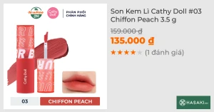 Son Kem Lì Cathy Doll 03 Chiffon Peach 3.5 g 