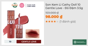 Son Kem Lì Cathy Doll 10 Gentle Love - Đỏ Đậm 3.5g 
