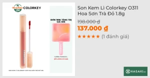 Son Kem Lì Colorkey O311 Hoa Sơn Trà Đỏ 1.8g 