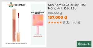 Son Kem Lì Colorkey R301 Hồng Anh Đào 1.8g