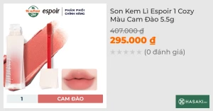 Son Kem Lì Espoir 1 Cozy Màu Cam Đào 5.5g