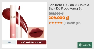 Son Kem Lì Gilaa 08 Take A Sip - Đỏ Rượu Vang 5g
