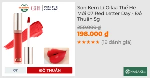 Son Kem Lì Gilaa Thế Hệ Mới 07 Red Letter Day - Đỏ Thuần 5g