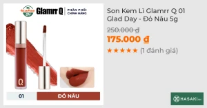 Son Kem Lì Glamrr Q 01 Glad Day - Đỏ Nâu 5g