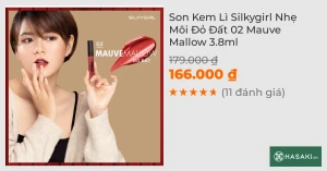 Son Kem Lì Silkygirl Nhẹ Môi Đỏ Đất 02 Mauve Mallow 3.8ml