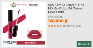 Son Kem Lì Silkygirl Nhẹ Môi Đỏ Rượu 04 Crimson Love 3.8ml