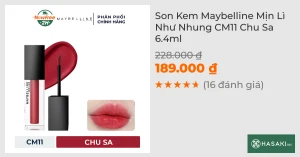 Son Kem Maybelline Mịn Lì Như Nhung CM11 Chu Sa 6.4ml