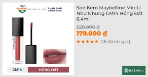Son Kem Maybelline Mịn Lì Như Nhung CM14 Hồng Đất 6.4ml