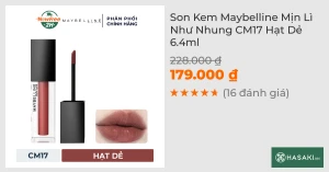 Son Kem Maybelline Mịn Lì Như Nhung CM17 Hạt Dẻ 6.4ml