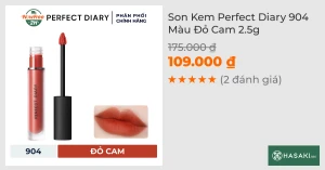 Son Kem Perfect Diary 904 Màu Đỏ Cam 2.5g