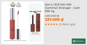 Son Lì 3CE Mịn Môi Common Stranger - Nâu Cam Sữa 4g