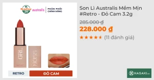 Son Lì Australis Mềm Mịn Retro - Đỏ Cam 3.2g