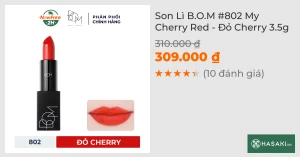 Son Lì B.O.M 802 My Cherry Red - Đỏ Cherry 3.5g