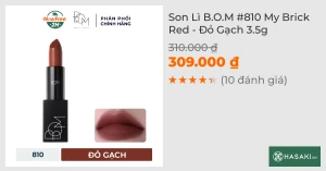 Son Lì B.O.M 810 My Brick Red - Đỏ Gạch 3.5g
