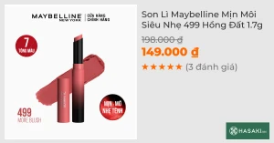 Son Lì Maybelline Mịn Môi Siêu Nhẹ 499 Hồng Đất 1.7g
