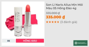 Son Lì Naris Ailus Mịn Môi Màu 05 Hồng Đào 4g