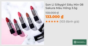 Son Lì Silkygirl Siêu Mịn 08 Sakura Màu Hồng 3.5g