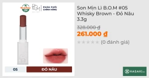 Son Mịn Lì B.O.M 05 Whisky Brown - Đỏ Nâu 3.3g