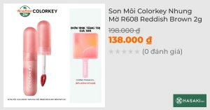 Son Môi Colorkey Nhung Mờ R608 Reddish Brown 2g