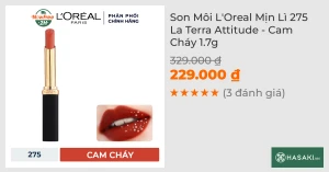Son Môi L'Oreal Mịn Lì 275 La Terra Attitude - Cam Cháy 1.7g