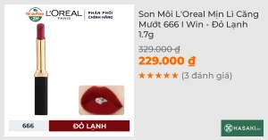 Son Môi L'Oreal Mịn Lì Căng Mướt 666 I Win - Đỏ Lạnh 1.7g
