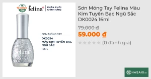 Sơn Móng Tay Felina DK0024 Màu Kim Tuyến Bạc Ngũ Sắc 16ml