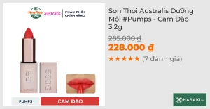 Son Thỏi Australis Dưỡng Môi Pumps - Cam Đào 3.2g