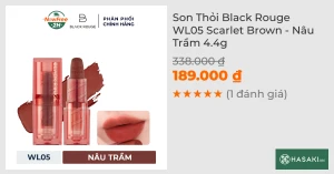 Son Thỏi Black Rouge WL05 Scarlet Brown - Nâu Trầm 4.4g