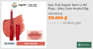 Son Thỏi Espoir Kem Lì 3 Posy - Màu Cam Nude 0.9g