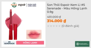 Son Thỏi Espoir Kem Lì 5 Serenade - Màu Hồng Lạnh 0.9g