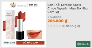 Son Thỏi Miracle Apo x Chloe Nguyễn Màu Đỏ Nâu Cam 4g