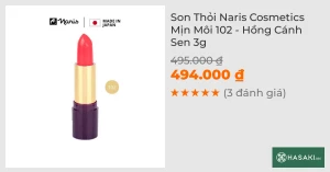 Son Thỏi Naris Cosmetics Mịn Môi 102 - Hồng Cánh Sen 3g
