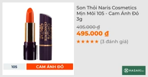 Son Thỏi Naris Cosmetics Mịn Môi 105 - Cam Ánh Đỏ 3g