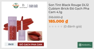 Son Tint Black Rouge DL12 Cubism Brick Đỏ Gạch Pha Cam 4.1g