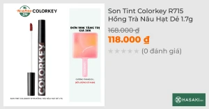 Son Tint Colorkey Gương Bóng R715 Hồng Trà Nâu Hạt Dẻ 1.7g