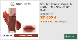 Son Tint Espoir Bóng Lì 6 Nutty - Màu Nâu Đỏ Đất 8.5g