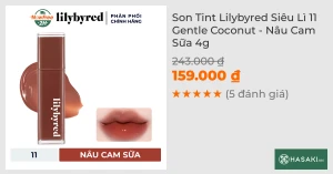 Son Tint Lilybyred Siêu Lì 11 Gentle Coconut - Nâu Cam Sữa 4g