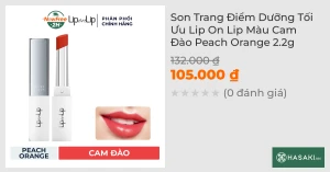 Son Trang Điểm Dưỡng Tối Ưu Lip On Lip Màu Cam Đào Peach Orange 2.2g