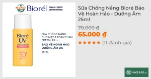Sữa Chống Nắng Bioré Bảo Vệ Hoàn Hảo - Dưỡng Ẩm 25ml