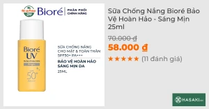 Sữa Chống Nắng Bioré Bảo Vệ Hoàn Hảo - Sáng Mịn 25ml