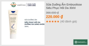Sữa Dưỡng Ẩm Embryolisse Siêu Phục Hồi Da 30ml