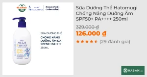 Sữa Dưỡng Thể Hatomugi Chống Nắng Dưỡng Ẩm SPF50 PA 250ml