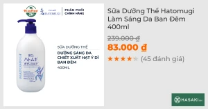 Sữa Dưỡng Thể Hatomugi Làm Sáng Da Ban Đêm 400ml