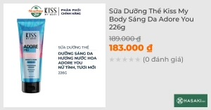Sữa Dưỡng Thể Kiss My Body Sáng Da Adore You 226g
